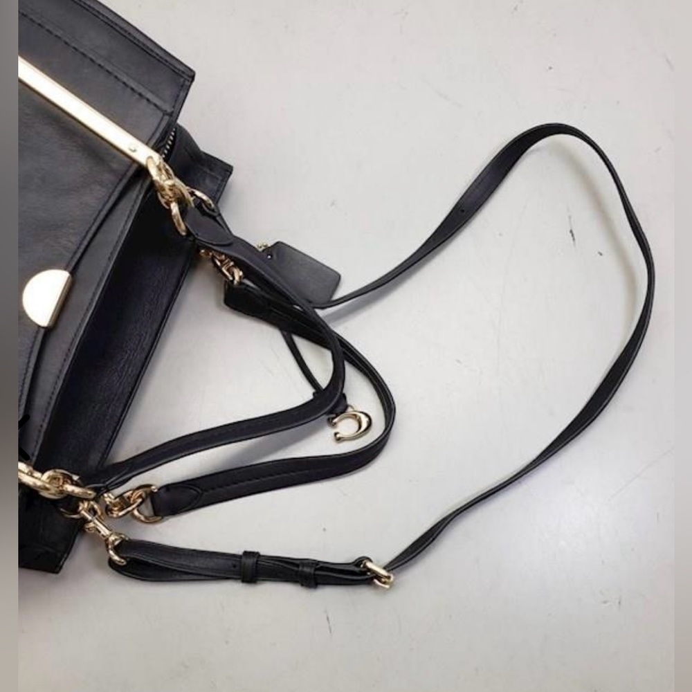 COACH Dreamer 36 Black Smooth Leather Satchel Gold - Picture 4 of 11